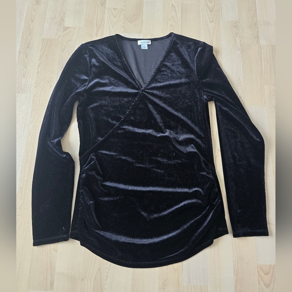 Sundance Morgan Top Women's S Black Velvet Surplice Balletcore Dark Romantic - Picture 2 of 8